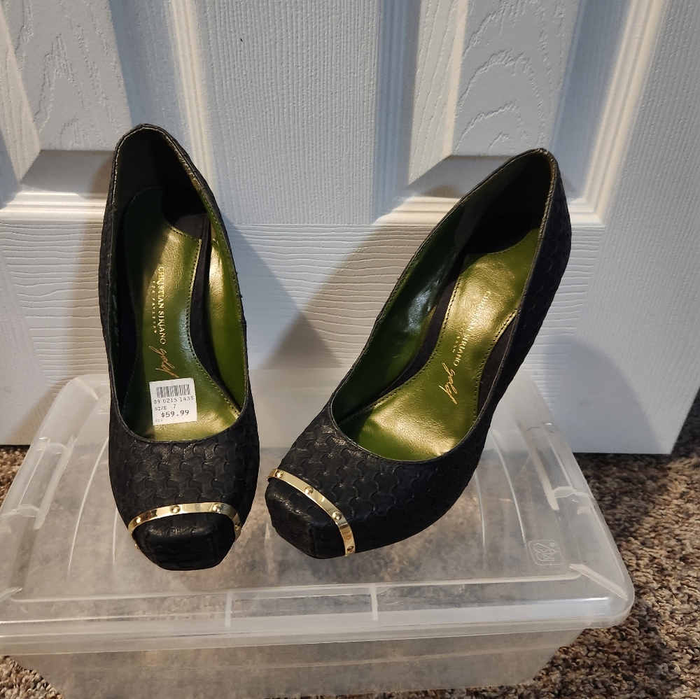Christian Siriano Black Patent Leather Heels